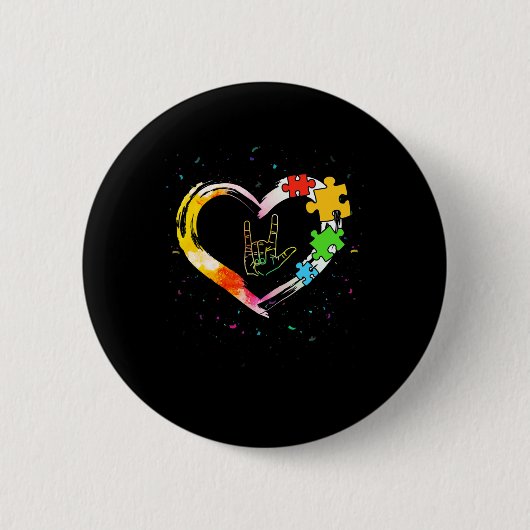 Bewustzijn Speciale Ed Leraar ASL Gebarentaal PUZ Ronde Button 5,7 Cm (Voorkant)