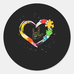 Bewustzijn Speciale Ed Leraar ASL Gebarentaal PUZ Ronde Sticker