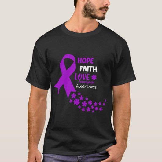 Bewustzijn T-shirt Hoop Geloof Liefde Fibromyalgie (Voorkant)