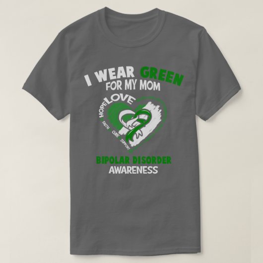 Bewustzijn van bipolaire stoornis Ik Draag groen v T-shirt (Design voorkant)