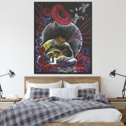 Bewustzijn van de celpijn in het beest canvas afdruk (Insitu (Slaapkamer))