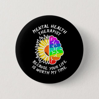Bewustzijn van geestelijke gezondheid. ronde button 5,7 cm