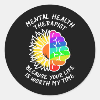 Bewustzijn van geestelijke gezondheid. ronde sticker