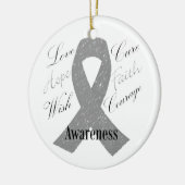 Bewustzijn van grijze-lintkanker keramisch ornament (Links)