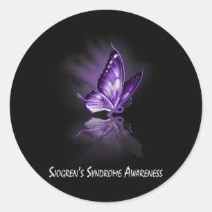 Bewustzijn van het syndroom van Butterfly Ribbon S Ronde Sticker