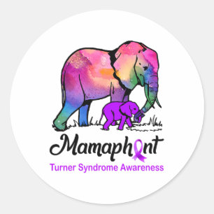 Bewustzijn van Mamaphant Mama Elephant Turner-synd Ronde Sticker