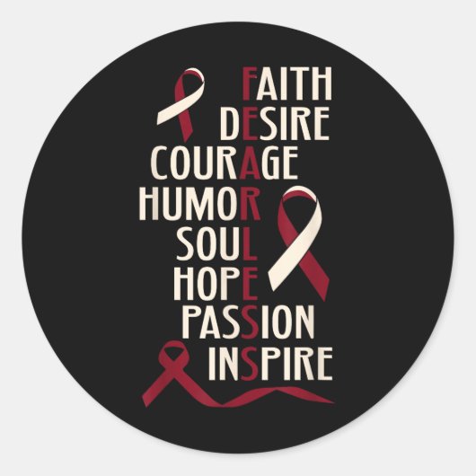 Bewustzijn van mondhalskanker onbevreesd ronde sticker (Voorkant)