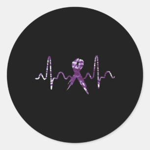 Bewustzijn van overdosering Paarse linthartslag Ronde Sticker