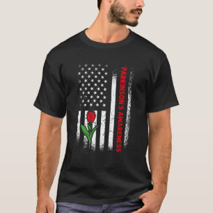 Bewustzijn van US Flag Red Tulip Parkinson T-shirt
