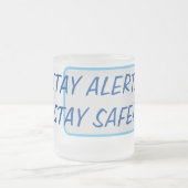 Bewustzijn van veilig blauw-tekstbeveiliging matglas koffiemok (Center)