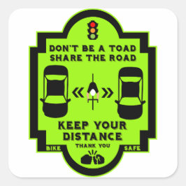 bewustzijn van verkeersveiligheid op de fiets vierkante sticker