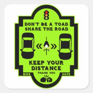 bewustzijn van verkeersveiligheid op de fiets vierkante sticker