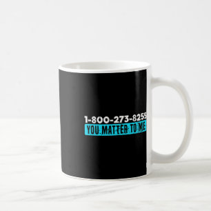 Bewustzijn van zelfmoordhotline nummer koffiemok