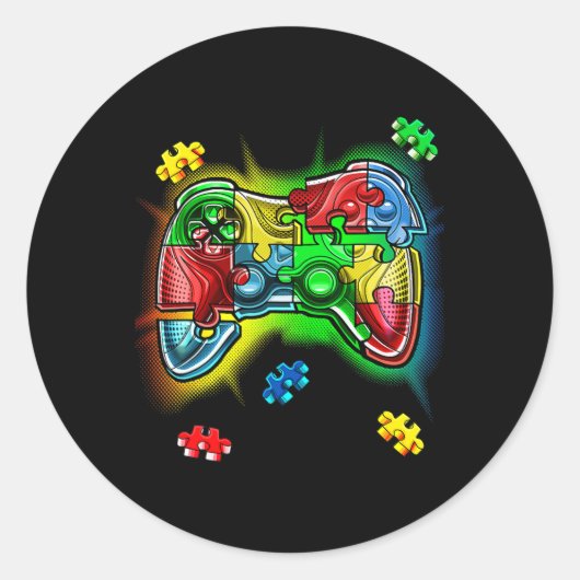 Bewustzijn Video Game Controller Puzzel Stuk Jonge Ronde Sticker (Voorkant)