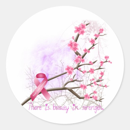 Bewustzijn voor borstkanker Cherry Blossom Sticker (Voorkant)