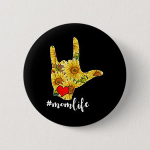 Bewustzijn Vraag Gebarentaal Zonnebloem Ik hou van Ronde Button 5,7 Cm