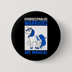 Bewustzijn Warrior Magische Eenhoorn Blauw Lint 1 Ronde Button 5,7 Cm