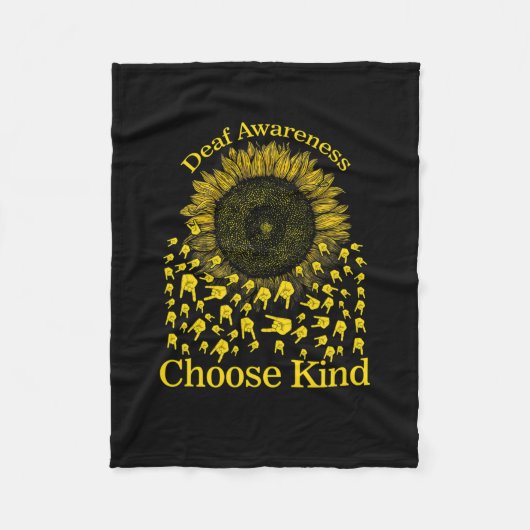 Bewustzijn Zonnebloem Kies Kind Geel Lint Asl Fleece Deken (Voorkant)