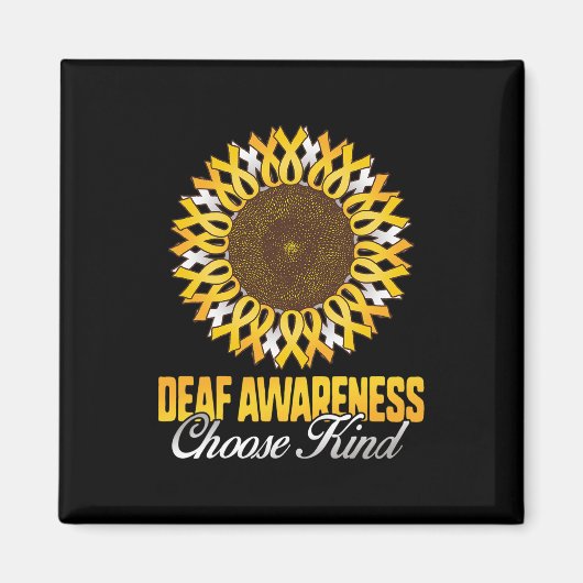 Bewustzijn Zonnebloem Kies Kind Geel Lint Asl Magneet (Voorkant)