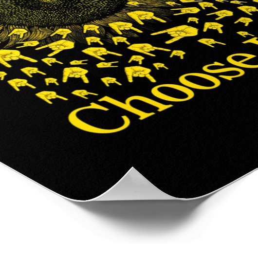 Bewustzijn Zonnebloem Kies Kind Geel Lint Asl Poster (Hoek)