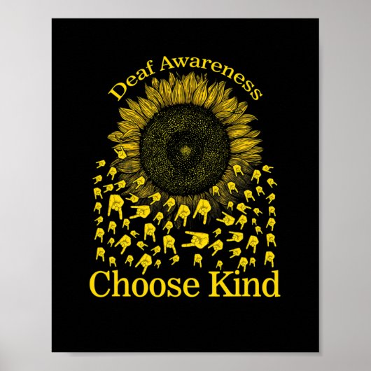Bewustzijn Zonnebloem Kies Kind Geel Lint Asl Poster (Voorkant)