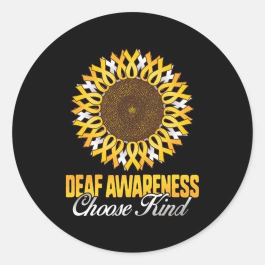 Bewustzijn Zonnebloem Kies Kind Geel Lint Asl Ronde Sticker (Voorkant)