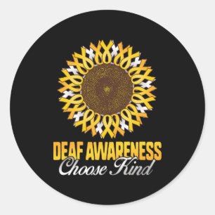 Bewustzijn Zonnebloem Kies Kind Geel Lint Asl Ronde Sticker