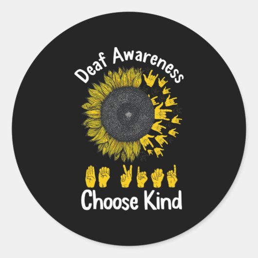 Bewustzijn Zonnebloem Kies Kind Geel Lint Asl Ronde Sticker (Voorkant)