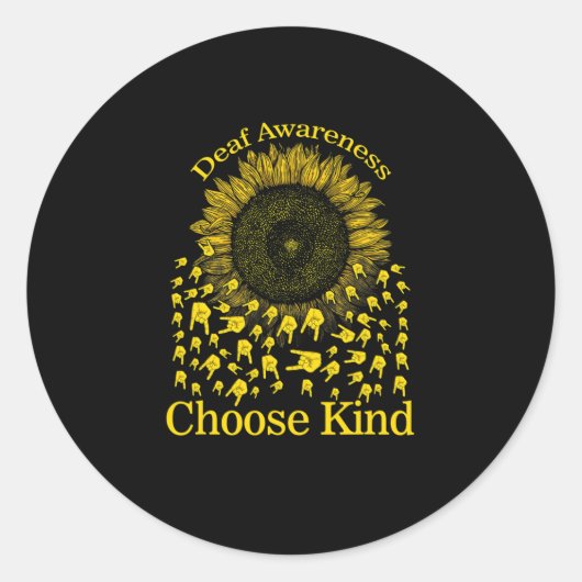 Bewustzijn Zonnebloem Kies Kind Geel Lint Asl Ronde Sticker (Voorkant)