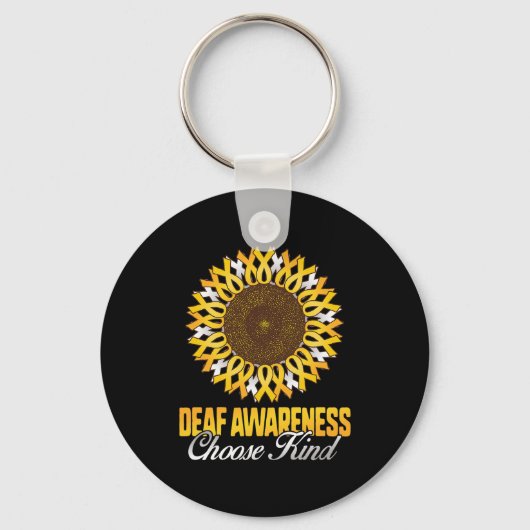 Bewustzijn Zonnebloem Kies Kind Geel Lint Asl Sleutelhanger (Voorkant)