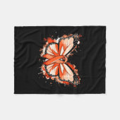 Bewustzijnsgeschenken Oranje lintvlinder Fleece Deken (Voorkant (Horizontaal))