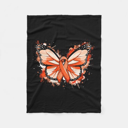 Bewustzijnsgeschenken Oranje lintvlinder Fleece Deken (Voorkant)