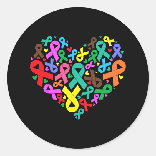 Bewustzijnslinten Hartondersteuning Ronde Sticker (Voorkant)