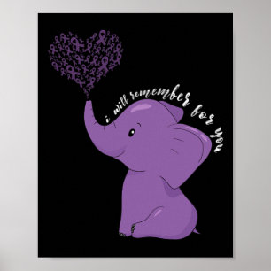 Bewustzijnsmaand I Einde Paarse Lint Olifant Poster
