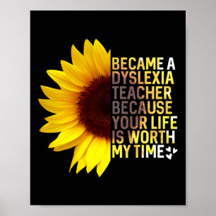 Bewustzijnsmaand Zonnebloem Baan Dyslexie Leraar Poster