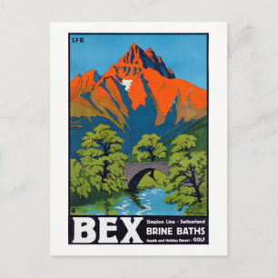 Bex Zwitserland Vintage Travel Poster teruggezet Briefkaart