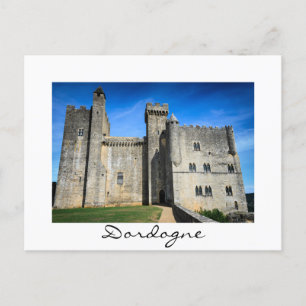 Beynac castle Dordogne White text briefkaart