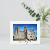 Beynac castle Dordogne White text briefkaart (Staand voorkant)