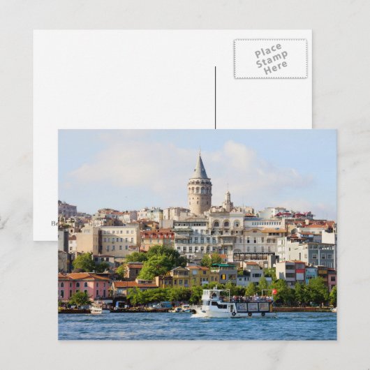 Beyoglu District en Galata Tower in Istanbul Briefkaart (Voorkant / Achterkant)
