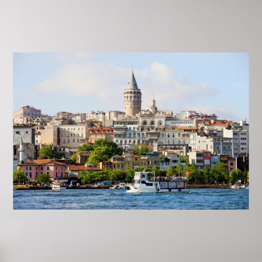 Beyoglu District en Galata Tower in Istanbul Poster (Voorkant)