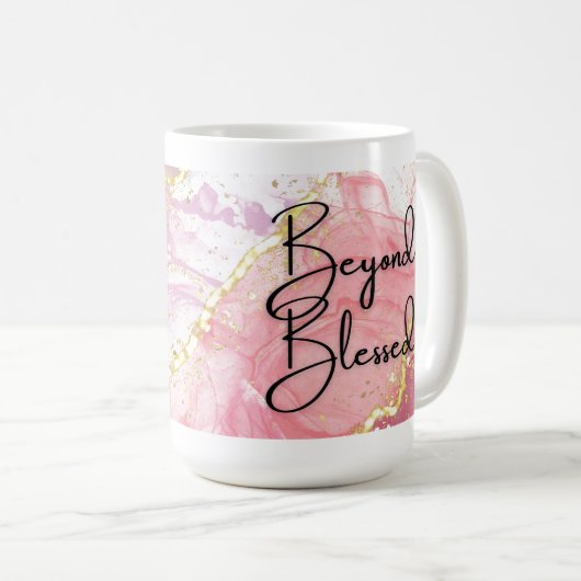 Beyond Bless Pink Gold Marble 15oz Mok (Voorkant rechts)