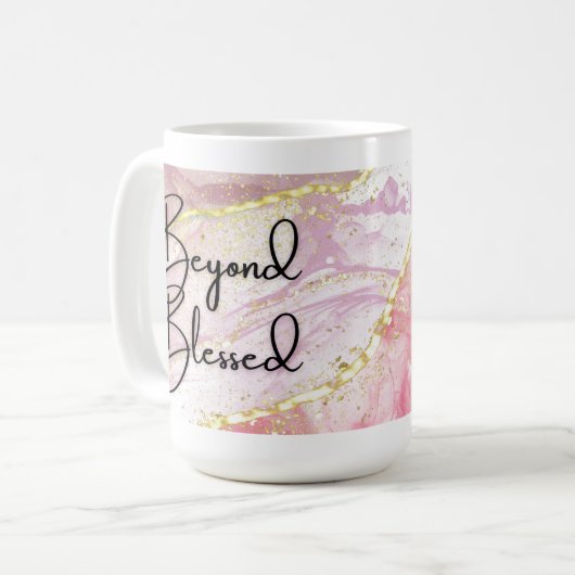 Beyond Bless Pink Gold Marble 15oz Mok (Voorkant links)
