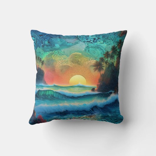 Beyond Blues Zeegezicht Kussen (Achterkant)