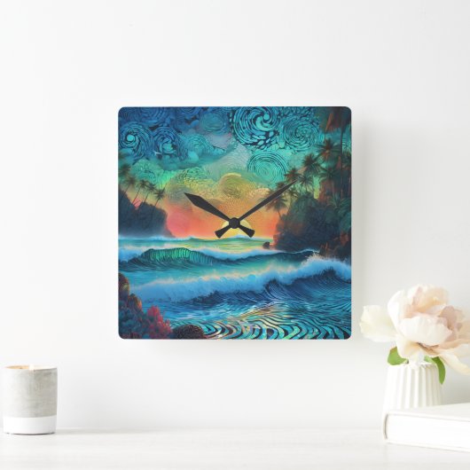 Beyond Blues Zeegezicht Vierkante Klok (Huis)