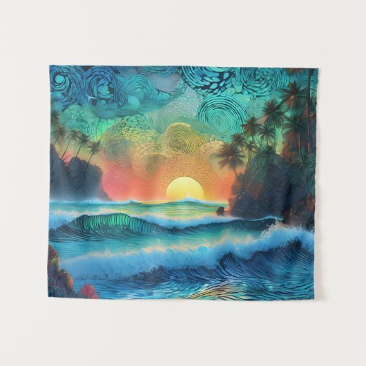 Beyond Blues Zeegezicht Wandkleed (Voorkant (horizontaal))