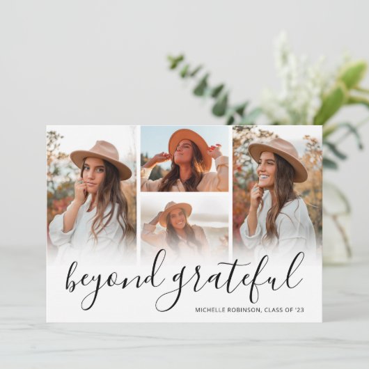 Beyond Grateful Afstuderen Foto Bedankkaart (Staand voorkant)