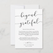 Beyond Grateful Elegant Script Weduwfoto Bedankkaart (Voorkant)
