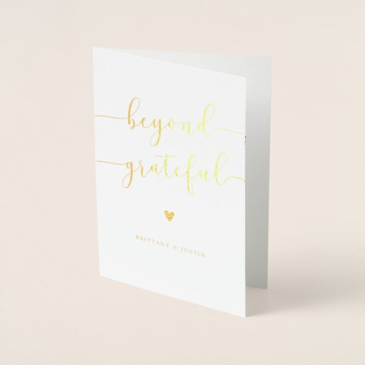 Beyond Grateful Heart Wedding Dankjewel Foto Folie Kaarten (Voorkant)
