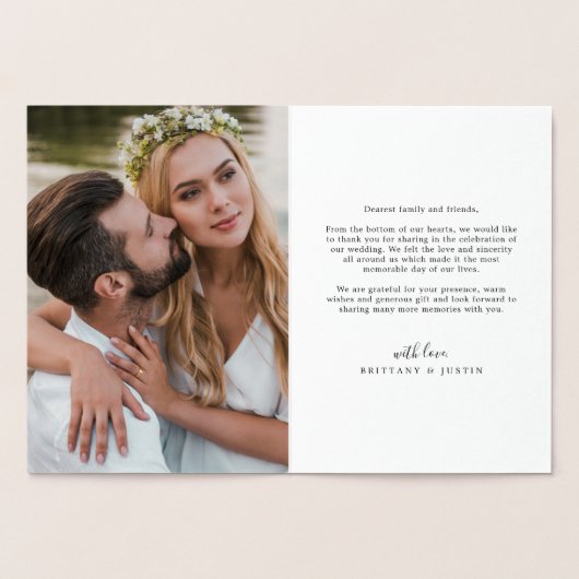 Beyond Grateful Heart Wedding Dankjewel Foto Folie Kaarten (Binnen)