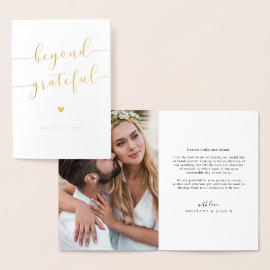 Beyond Grateful Heart Wedding Dankjewel Foto Folie Kaarten (Display)